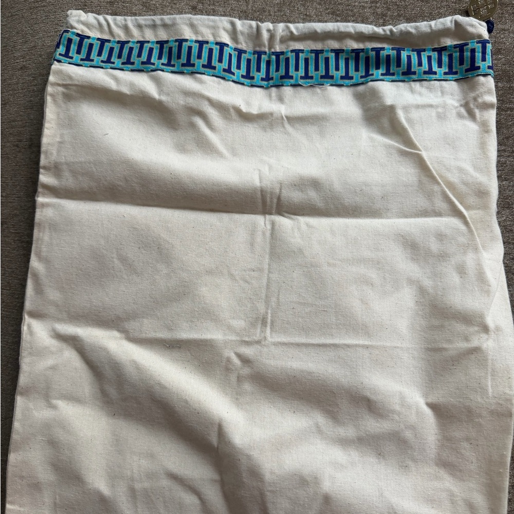 Tory Burch Cream Dust Bag with Blue Pattern Authentic